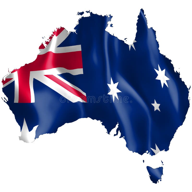 Χάρτης της Αυστραλίας με την κυματίζοντας σημαία