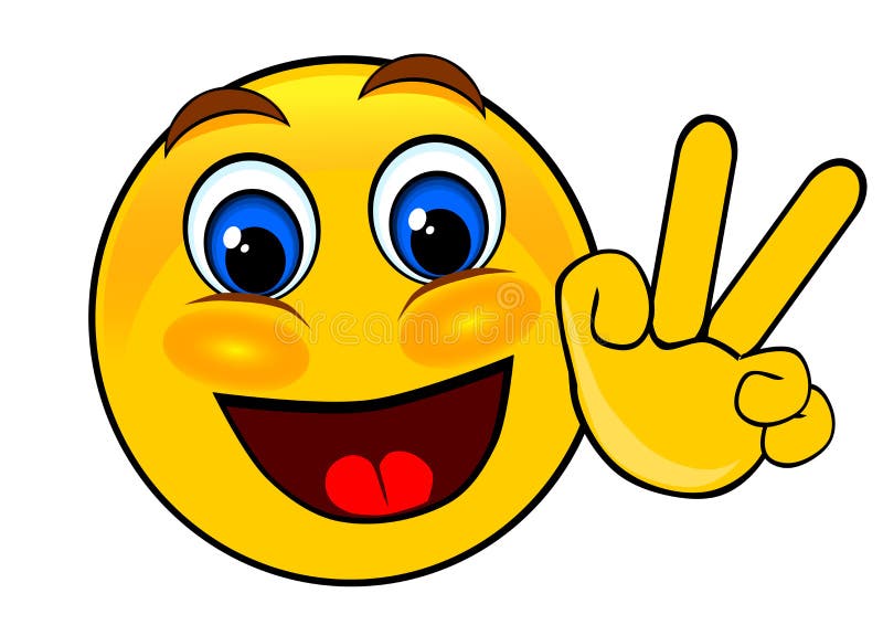 Χέρι ειρήνης χαμόγελου emoticons απεικόνιση αποθεμάτων Χέρι ειρήνης χαμόγελου emoticons απεικόνιση αποθεμάτων