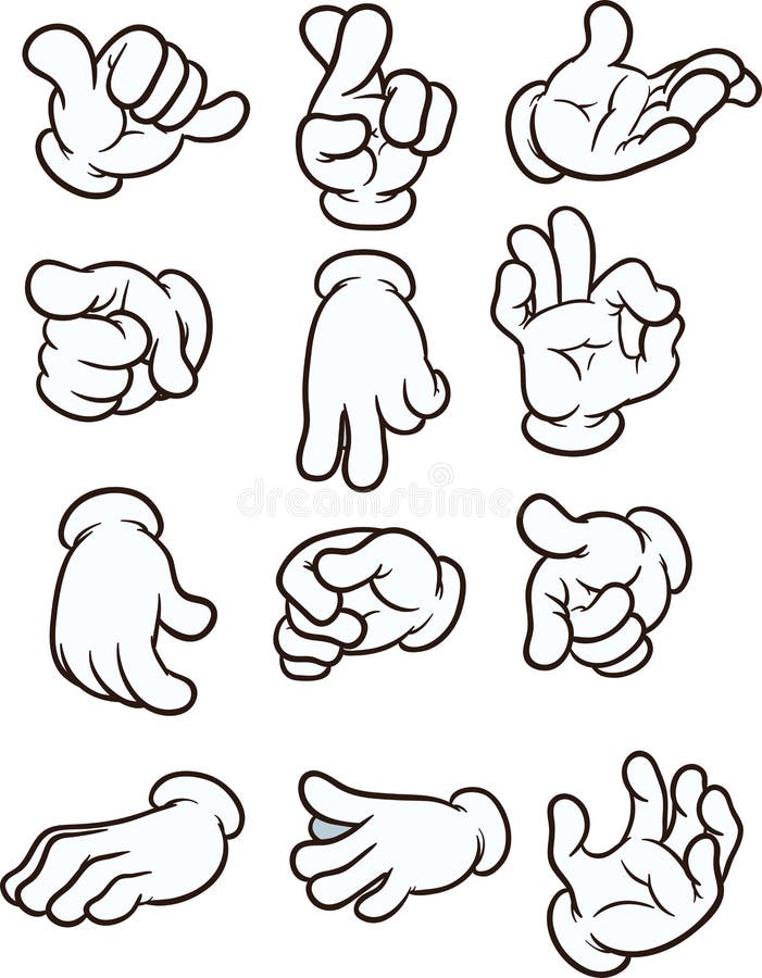 Cartoon hands making different gestures. Vector clip art illustration with simple gradients. Each on a separate layer. Cartoon hands making different gestures. Vector clip art illustration with simple gradients. Each on a separate layer.