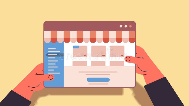 χέρια με χρήση εφαρμογής web στη διαδικτυακή επιχείρηση ηλεκτρονικό εμπόριο ψηφιακών αγορών μέσω διαδικτύου απεικόνιση αποθεμάτων