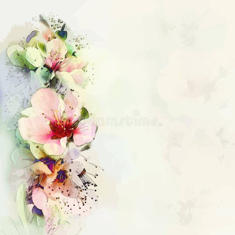 Χαιρετισμός της floral κάρτας με τα φωτεινά λουλούδια άνοιξη απεικόνιση αποθεμάτων