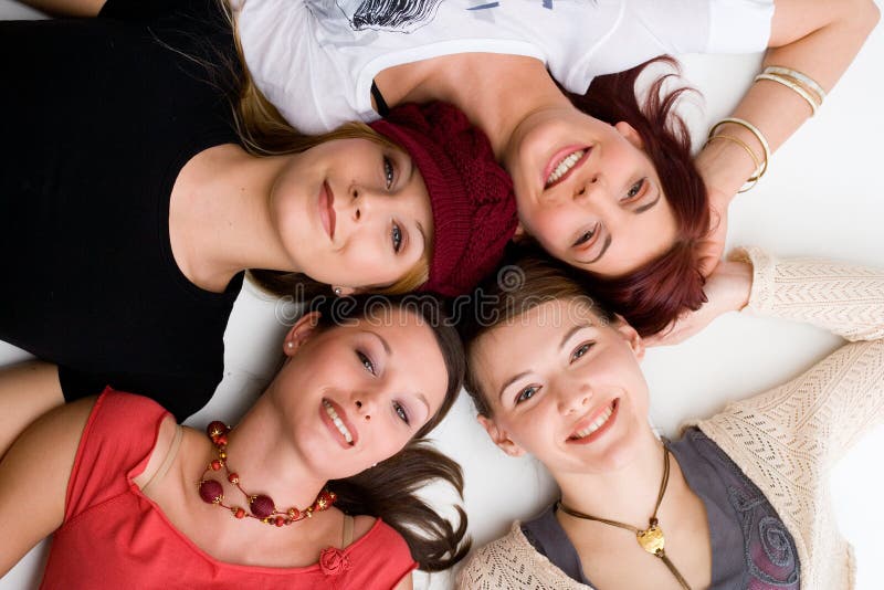 Four young women are enjoying their time together. Four young women are enjoying their time together