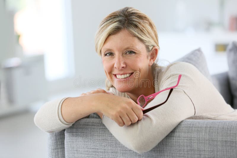 Portrait of middle-aged woman with eyeglasses. Portrait of middle-aged woman with eyeglasses