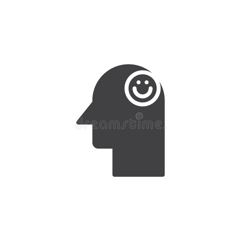 Smile emoticon in human head vector icon. filled flat sign for mobile concept and web design. Good mood simple solid icon. Symbol, logo illustration. Pixel perfect vector graphics. Smile emoticon in human head vector icon. filled flat sign for mobile concept and web design. Good mood simple solid icon. Symbol, logo illustration. Pixel perfect vector graphics