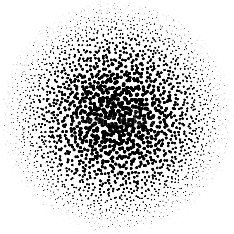 Chaotic pointillist half-tone circle pattern. Random dots. - Royalty free vector illustration. Chaotic pointillist half-tone circle pattern. Random dots. - Royalty free vector illustration