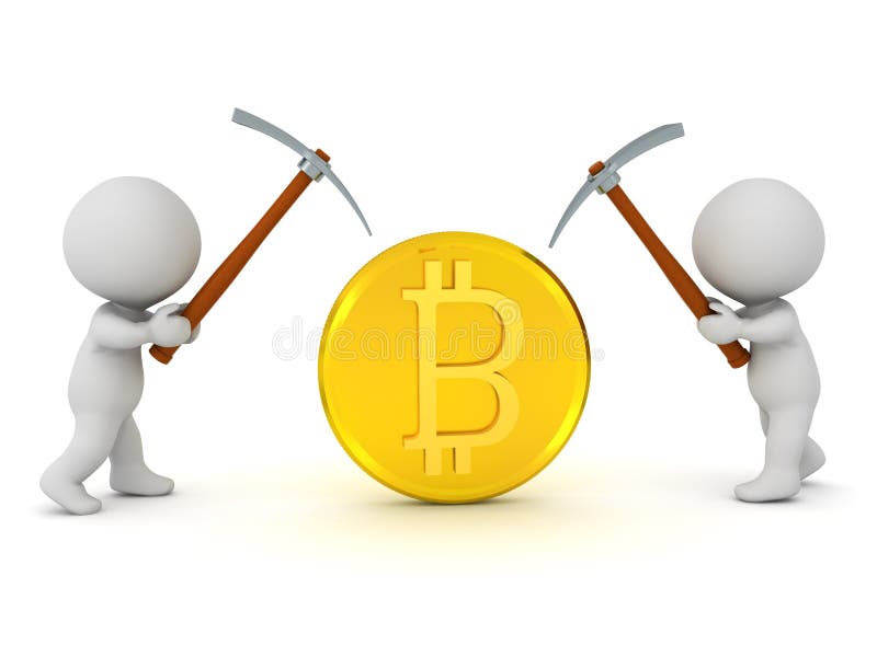 Χαρακτήρες 3D που μεταλλεύουν bitcoin με αξίνες διανυσματική απεικόνιση Χαρακτήρες 3D που μεταλλεύουν bitcoin με αξίνες διανυσματική απεικόνιση