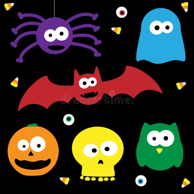 A set of 6 cute halloween characters. A set of 6 cute halloween characters.