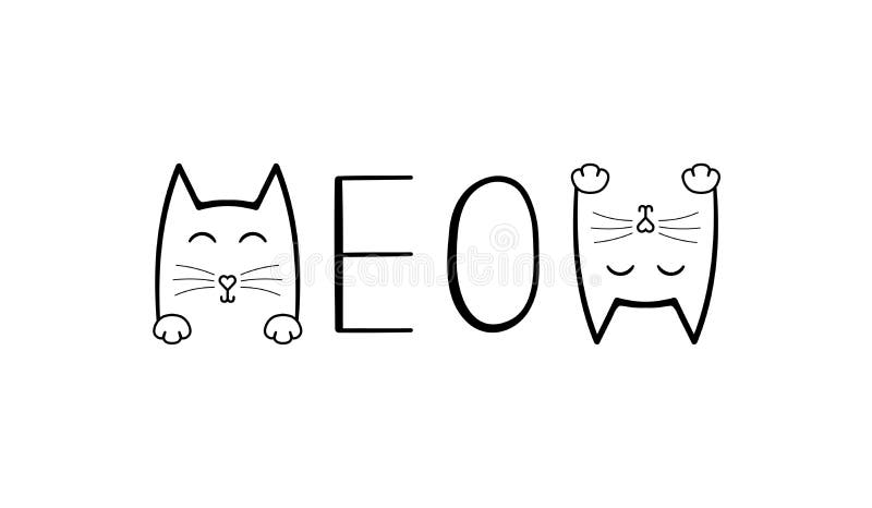 Χαριτωμένη γάτα γραφική Meow εγγραφή γραφής διανυσματική απεικόνιση Χαριτωμένη γάτα γραφική Meow εγγραφή γραφής διανυσματική απεικόνιση