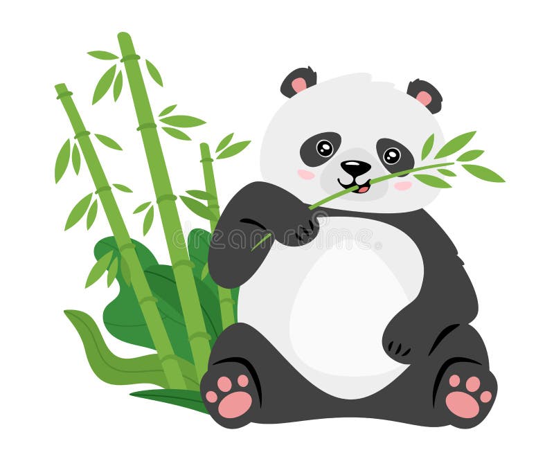 Χαριτωμένο panda που τρώει την επίπεδη διανυσματική απεικόνιση μίσχων μπαμπού διανυσματική απεικόνιση Χαριτωμένο panda που τρώει την επίπεδη διανυσματική απεικόνιση μίσχων μπαμπού διανυσματική απεικόνιση