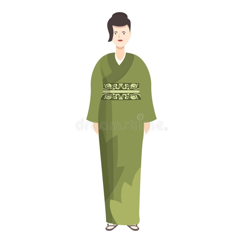 χαριτωμένο εικονίδιο lime kimono διάνυσμα κινουμένων σχεδίων. κορίτσι από την ιαπωνία ελεύθερη απεικόνιση δικαιώματος