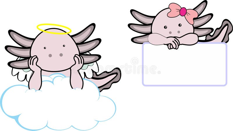 χαριτωμένο μικρό axolotl μωρό αγγελούδι συλλογή σκίτσου ελεύθερη απεικόνιση δικαιώματος