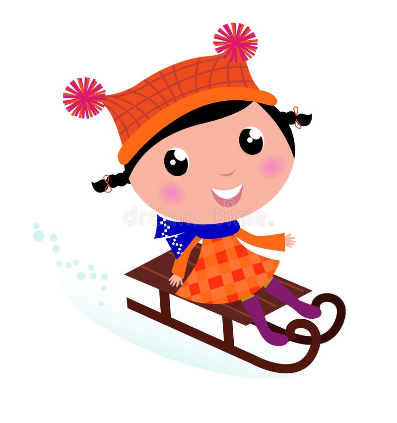 χαριτωμένος sledding χειμώνας πα&i απεικόνιση αποθεμάτων χαριτωμένος sledding χειμώνας πα&i απεικόνιση αποθεμάτων
