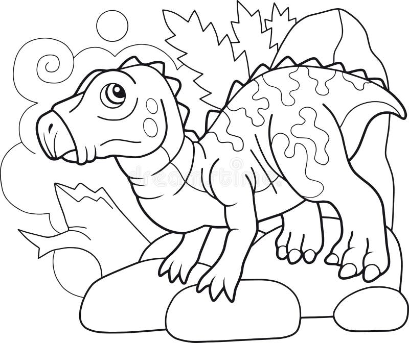 Χαριτωμένος προϊστορικός δεινόσαυρος iguanodon, χρωματίζοντας βιβλίο, αστεία απεικόνιση ελεύθερη απεικόνιση δικαιώματος Χαριτωμένος προϊστορικός δεινόσαυρος iguanodon, χρωματίζοντας βιβλίο, αστεία απεικόνιση ελεύθερη απεικόνιση δικαιώματος