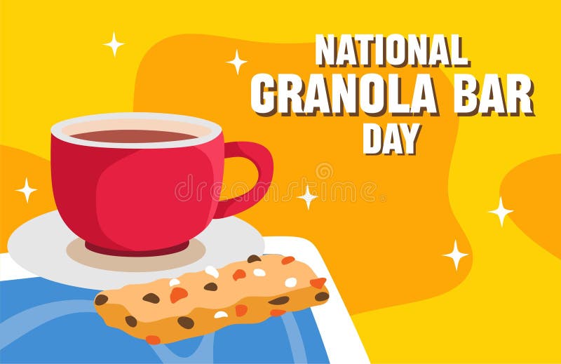 χαρούμενη ημέρα στο εθνικό μπαρ granola με νόστιμα μπαρ granola διανυσματική απεικόνιση
