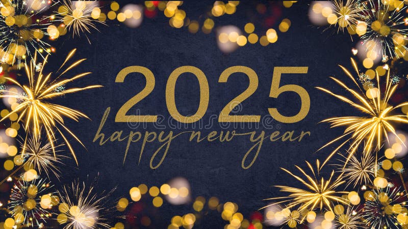 χαρούμενο νέο έτος 2025 εορταστικά silvester νέα χρόνια παραμονή πάρτι χαιρετισμός χρυσά πυροτεχνήματα στοκ φωτογραφία με δικαίωμα ελεύθερης χρήσης