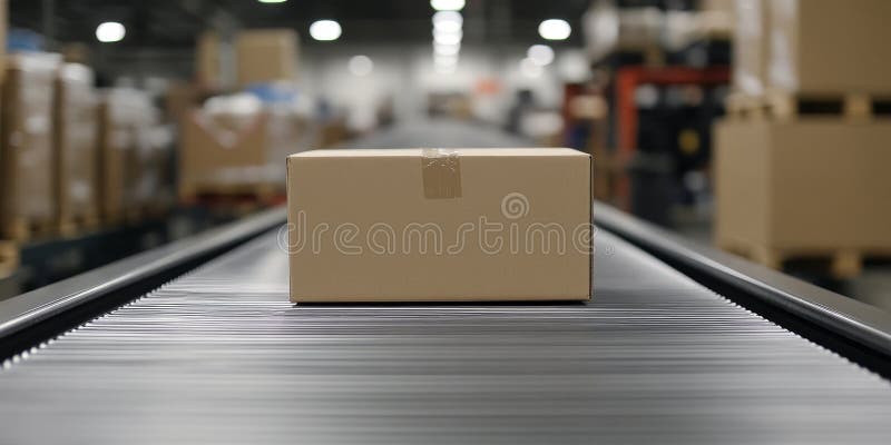 Χαρτοκιβώτιο για τη μετακίνηση μεταφορέων ή την αυτοματοποιημένη παράδοση Αλυσίδα εφοδιασμού αποθήκης απεικόνιση αποθεμάτων