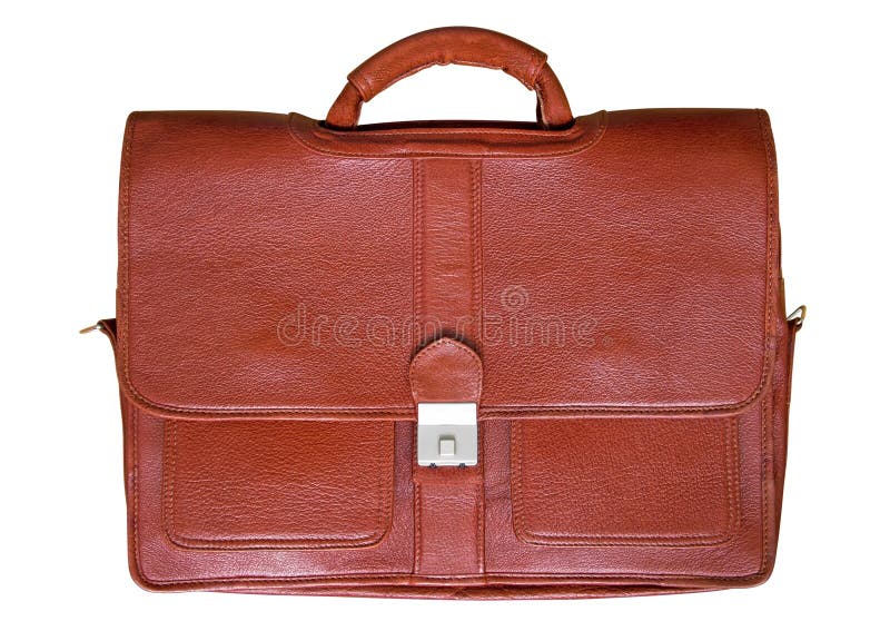 Red-brown leather briefcase (Clipping path) isolated on white background. Red-brown leather briefcase (Clipping path) isolated on white background.