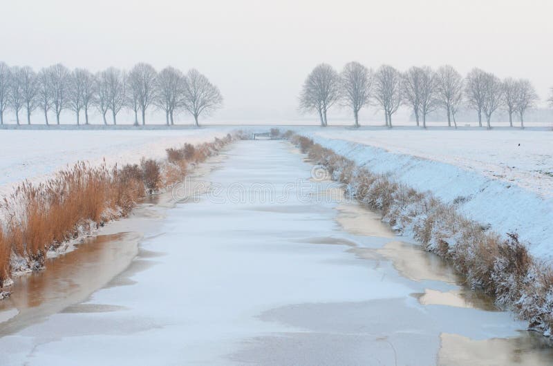 A winter landscape in Holland, the Netherlands. A winter landscape in Holland, the Netherlands