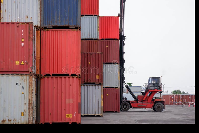 Container handlers Keep containers in stacks View of transportation. Container handlers Keep containers in stacks View of transportation