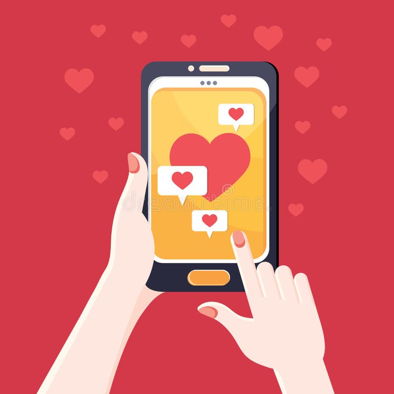 Χειρός κρατώντας smartphone Ένα άτομο στέλνει ένα ερωτικό μήνυμα μέσω κινητού τηλεφώνου Αγαπημένο SMS Πολύχρωμη απεικόνιση διανύσ ελεύθερη απεικόνιση δικαιώματος Χειρός κρατώντας smartphone Ένα άτομο στέλνει ένα ερωτικό μήνυμα μέσω κινητού τηλεφώνου Αγαπημένο SMS Πολύχρωμη απεικόνιση διανύσ ελεύθερη απεικόνιση δικαιώματος