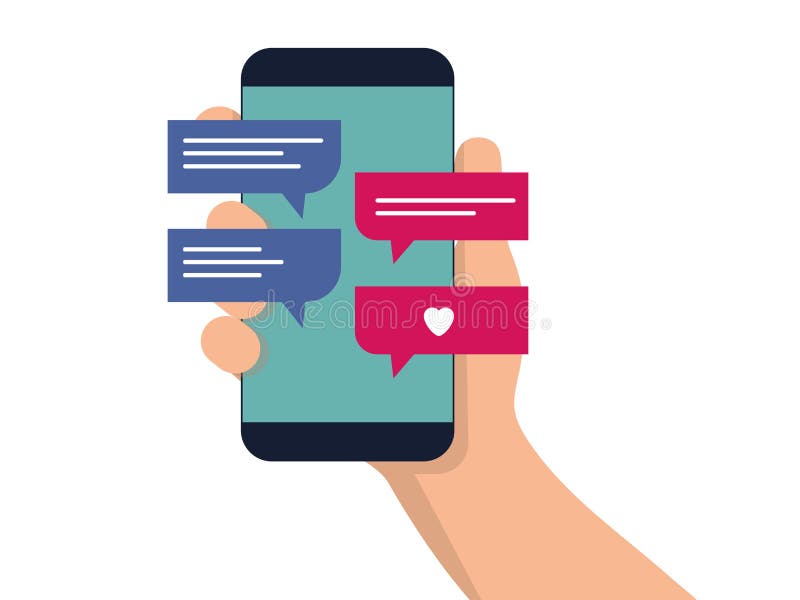 Χειρός κρατώντας smartphone, τηλέφωνο με μήνυμα Απεικόνιση επίπεδων εικόνων διανύσματος για τοποθεσίες web και σχεδίαση πανό συνο διανυσματική απεικόνιση Χειρός κρατώντας smartphone, τηλέφωνο με μήνυμα Απεικόνιση επίπεδων εικόνων διανύσματος για τοποθεσίες web και σχεδίαση πανό συνο διανυσματική απεικόνιση