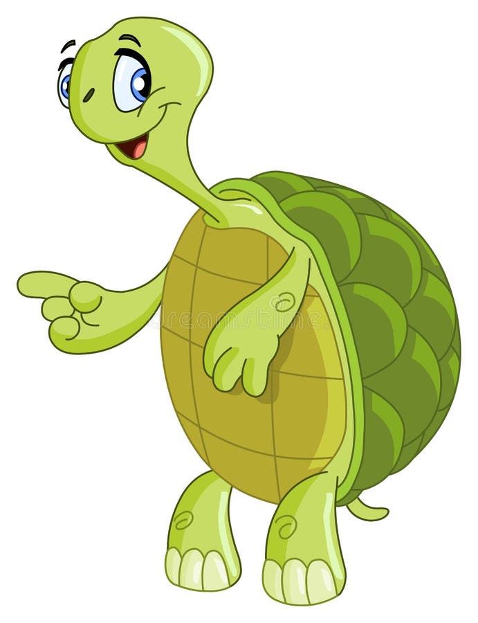 Illustration of a turtle pointing with his finger. Illustration of a turtle pointing with his finger