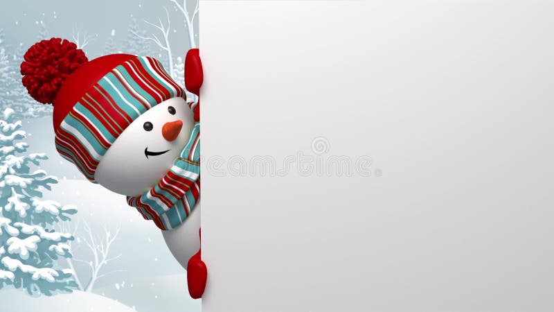 χιονάνθρωπος που κοιτάζει έξω από τη γωνία κάρτα χαιρετισμού με κενό αντίγραφο διάστημα χειμερινές διακοπές καλά χριστούγεννα και