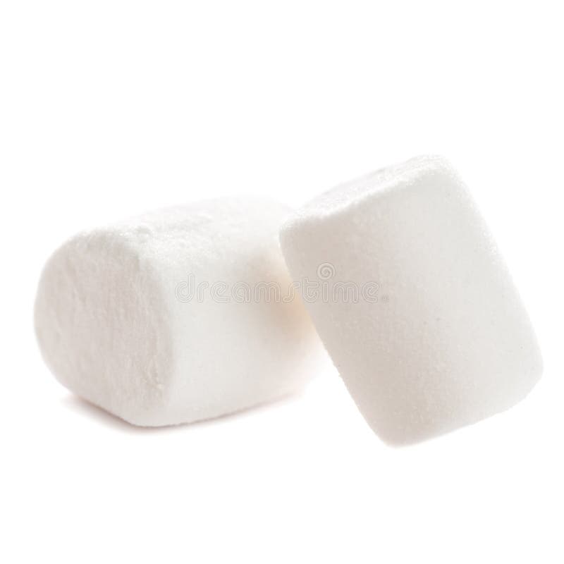 Χνουδωτή άσπρη marshmallow δύο μακροεντολή που απομονώνεται πέρα από το άσπρο backgrou στοκ εικόνα με δικαίωμα ελεύθερης χρήσης