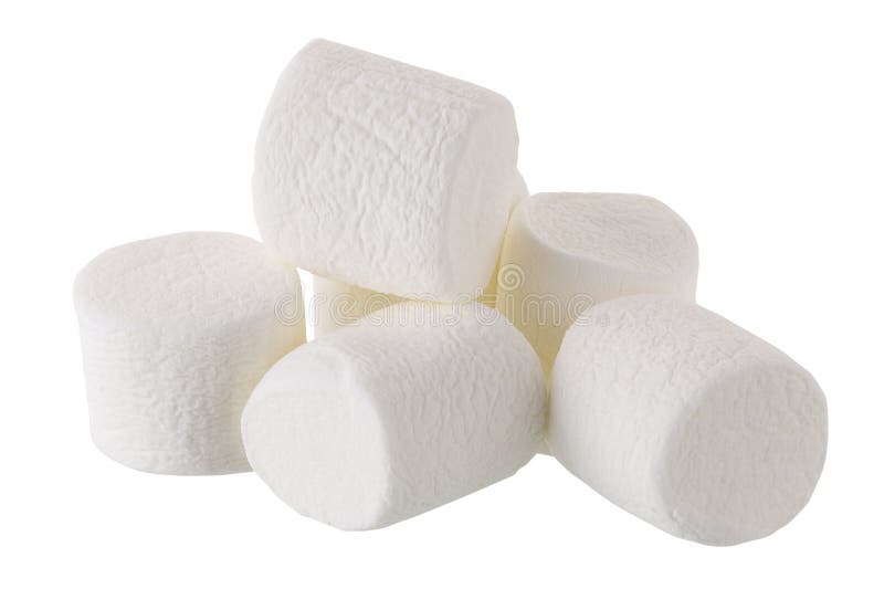 Χνουδωτό άσπρο marshmallow που απομονώνεται στο άσπρο υπόβαθρο