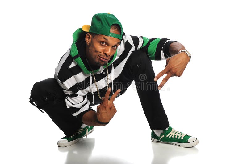 African American hip hop dancer isolated pver white background. African American hip hop dancer isolated pver white background