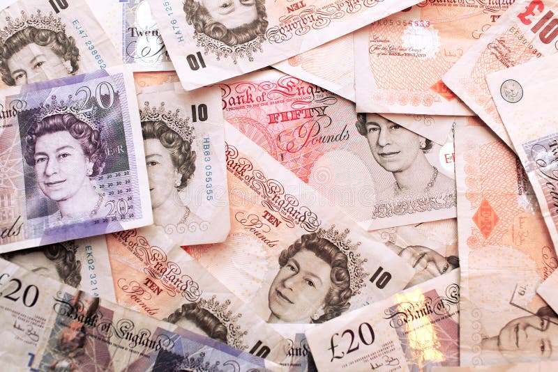 UK pound notes cash background. UK pound notes cash background