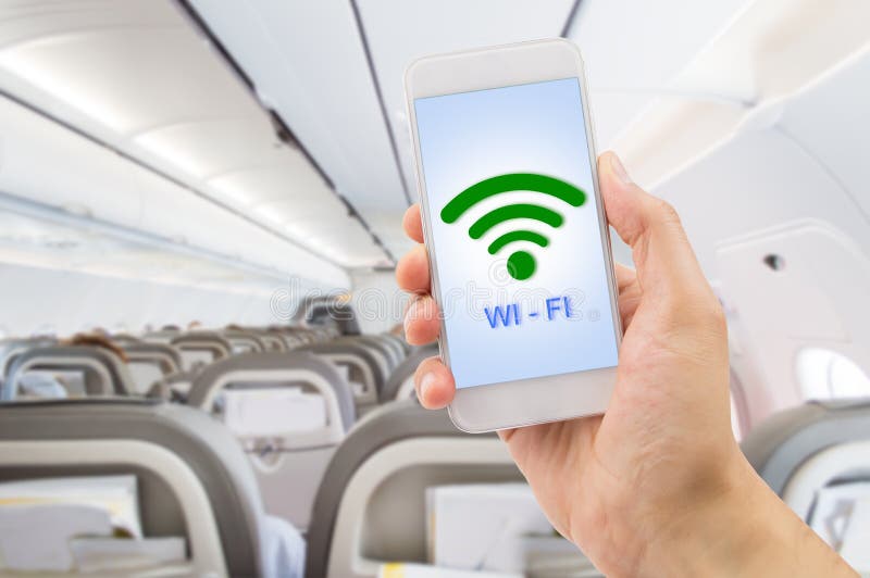 Χρησιμοποίηση του wifi στην πτήση μου στοκ φωτογραφία με δικαίωμα ελεύθερης χρήσης