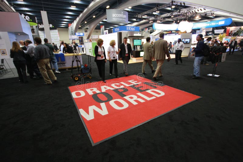 SAN FRANCISCO, CA, OCT 4, 2011 - Exhibition hall at Oracle OpenWorld conference in Moscone center on Oct 4, 2011 in San Francisco, CA. SAN FRANCISCO, CA, OCT 4, 2011 - Exhibition hall at Oracle OpenWorld conference in Moscone center on Oct 4, 2011 in San Francisco, CA