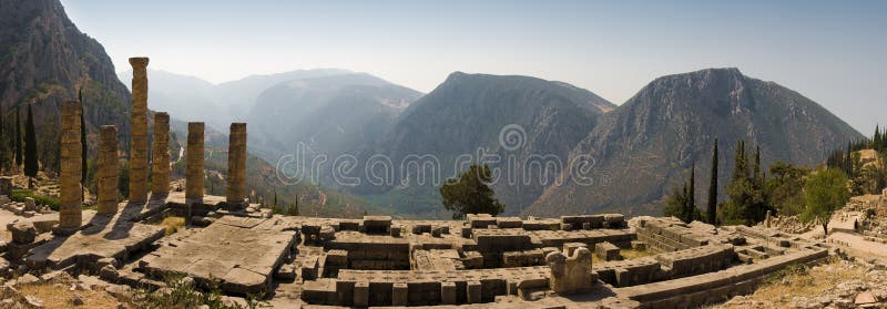 View of the mount parnassus and the oracle of delphi historic place in Greece. View of the mount parnassus and the oracle of delphi historic place in Greece