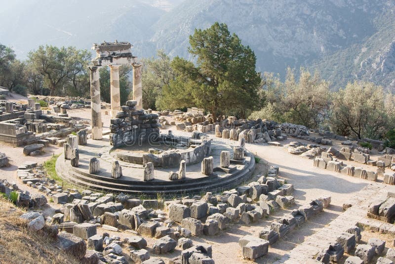 View of the mount parnassus and the oracle of delphi historic place in Greece. View of the mount parnassus and the oracle of delphi historic place in Greece