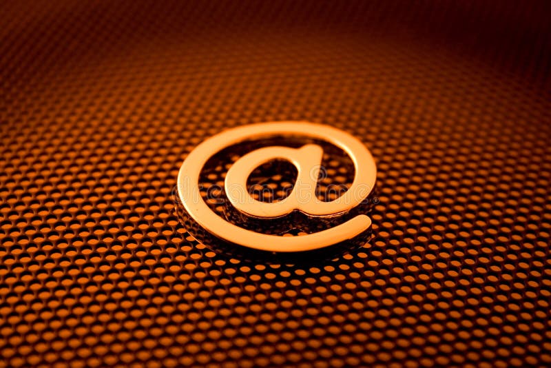 Gold e-mail symbol & technology background. Gold e-mail symbol & technology background