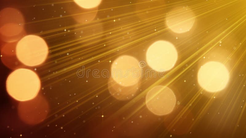 Χρυσό υπόβαθρο ελαφριών ακτίνων και bokeh κύκλων διανυσματική απεικόνιση