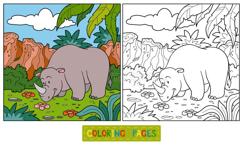 Coloring book for children (rhino). Coloring book for children (rhino)