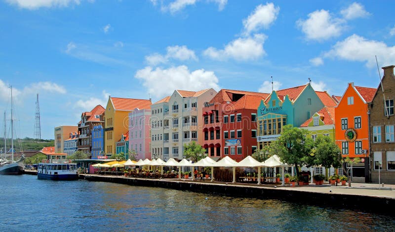 Colored houses of Curacao, Dutch Antilles. View on Punda and ferry. Colored houses of Curacao, Dutch Antilles. View on Punda and ferry.