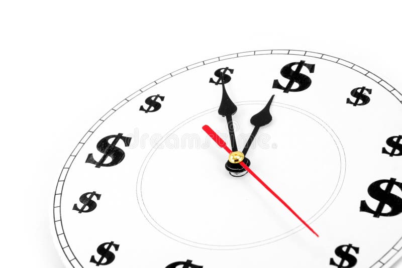 Clock and dollar sign, concept of time is money. Clock and dollar sign, concept of time is money