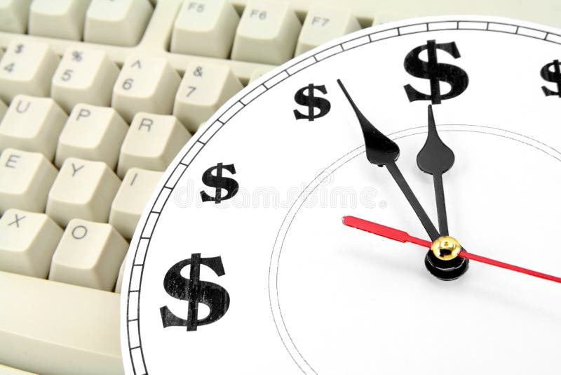 Clock and dollar Symbol, concept of time is money. Clock and dollar Symbol, concept of time is money