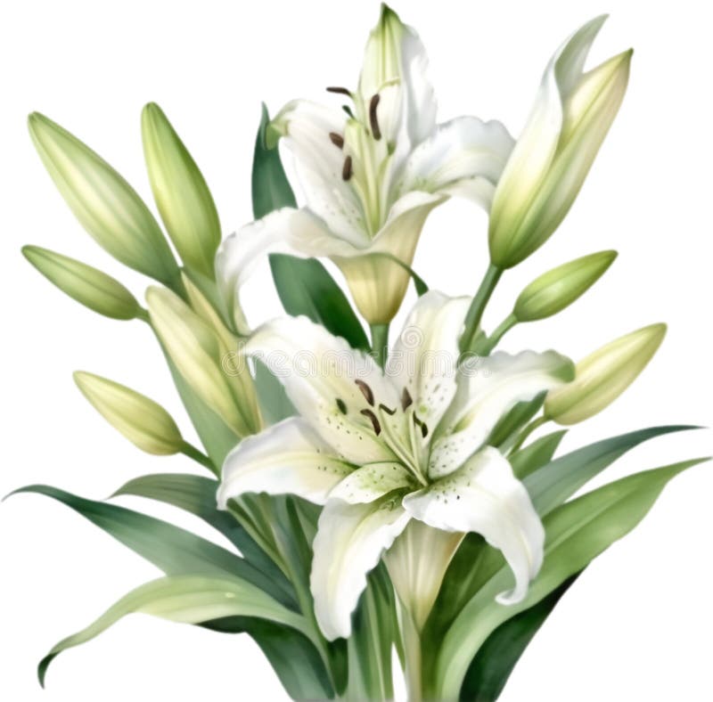 Lily flower, Watercolor painting of a lily flower. Lily flower clipart. AI-Generated. Lily flower, Watercolor painting of a lily flower. Lily flower clipart. AI-Generated.