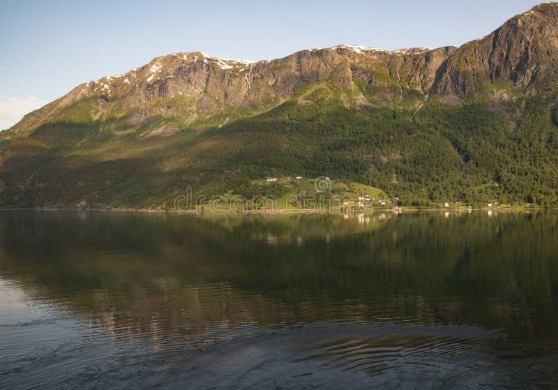 Nygard near Skjolden at the end of the Sognefjorden looking across the Fjord. Nygard near Skjolden at the end of the Sognefjorden looking across the Fjord