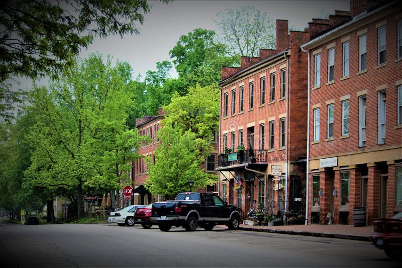 Coshocton, OH - May 19 2018: Roscoe Village is a local historic landmark built in 1816. Coshocton, OH - May 19 2018: Roscoe Village is a local historic landmark built in 1816
