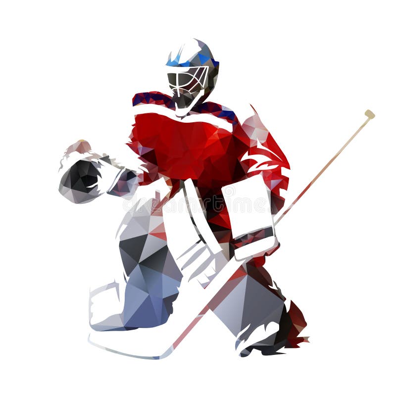Χόκεϋ πάγου goalie, polygonal διανυσματική απεικόνιση ελεύθερη απεικόνιση δικαιώματος Χόκεϋ πάγου goalie, polygonal διανυσματική απεικόνιση ελεύθερη απεικόνιση δικαιώματος