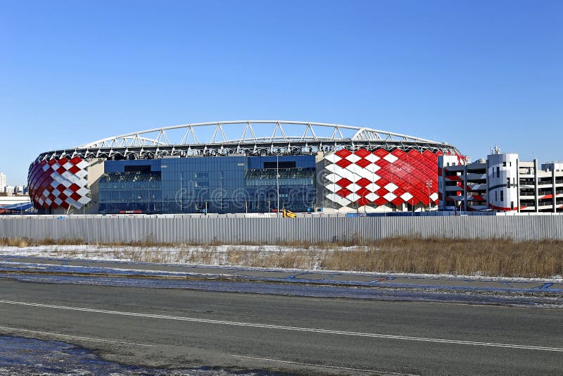 Χώρος ανοίγματος Spartak γηπέδου ποδοσφαίρου στη Μόσχα στοκ εικόνα Χώρος ανοίγματος Spartak γηπέδου ποδοσφαίρου στη Μόσχα στοκ εικόνα
