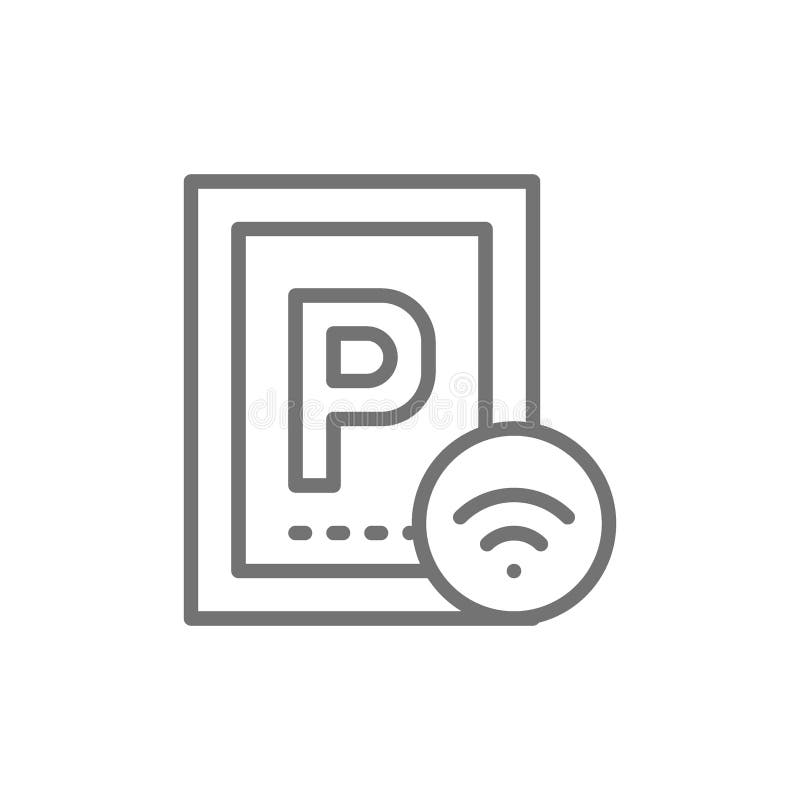 Χώρος στάθμευσης αυτοκινήτων με την WI-Fi, έξυπνο εικονίδιο γραμμών περιοχής χώρων στάθμευσης ελεύθερη απεικόνιση δικαιώματος Χώρος στάθμευσης αυτοκινήτων με την WI-Fi, έξυπνο εικονίδιο γραμμών περιοχής χώρων στάθμευσης ελεύθερη απεικόνιση δικαιώματος