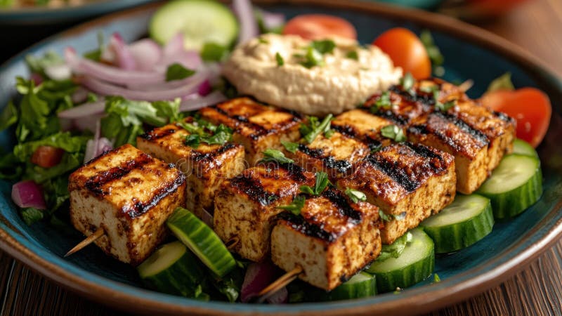 Ψητά Tofu με σαλάτα απεικόνιση αποθεμάτων