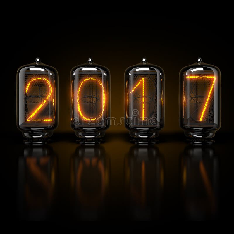 Ψηφία 2017 σωλήνων Nixie ελεύθερη απεικόνιση δικαιώματος Ψηφία 2017 σωλήνων Nixie ελεύθερη απεικόνιση δικαιώματος
