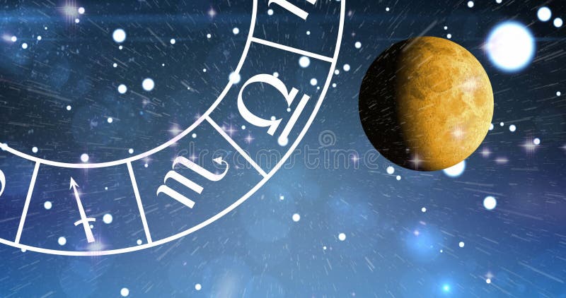 ψηφιακή εικόνα του πλανήτη και σπειροειδή σύμβολα των ζωδιακών σημάτων στο διάστημα ελεύθερη απεικόνιση δικαιώματος